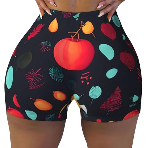 Pumpkin Flowers Pattern Sports Shorts, high Elastic Slim Fitness Pants, Suitable for Yoga/Leisure/Daily wear