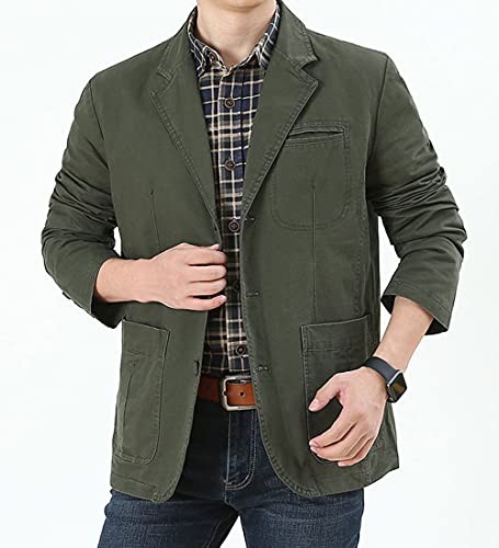 ebossy Men's Casual Notched Lapel Collar 3-Button Blazer Lightweight Sporty Cotton Suit Jacket Coat2