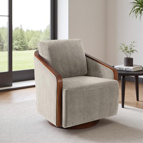 Sillón giratorio chenille marrón claro 2 asientos miniatura 5