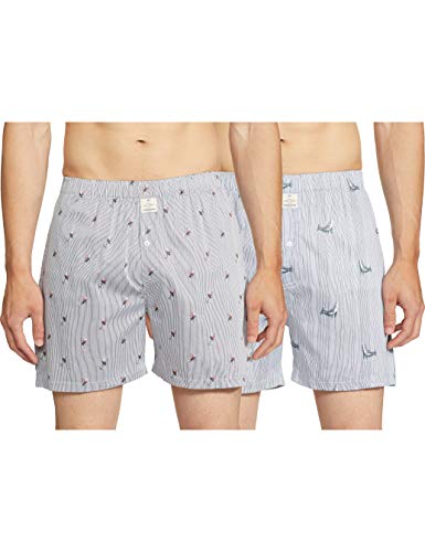 Hammersmith Men’S 3D-Print Boxers (Pack Of 2) (Hsboxpo2M006_White,Black_Small)