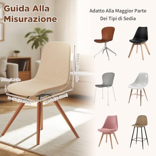 Dioxide Coprisedie con Schienale 6 Pezzi, Coprisedie Elasticizzati Copri Sedia da Cucina Impermeabile Universali, Copri Sedie Soggiorno Jacquard in Stile Nordico(Beige, 6PC)