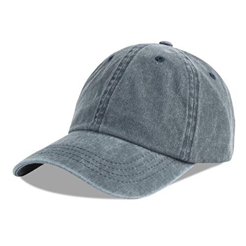 LANGZHEN Unisexe Ordinaire lavé Coton Cowboy Baseball Cap réglable Papa Cap (Bleu Gris)