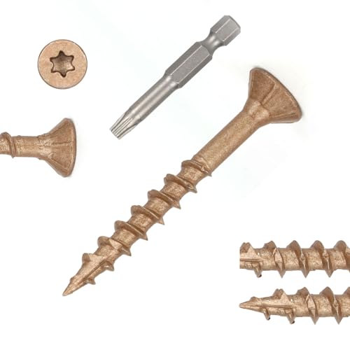 Image of Wood Screws #8 x 1-1 /2'', T25 Star Torx Drive Flat Head Deck Screws, Brown, 165Pcs (1lb)