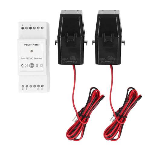 90?250VAC Smart Energy Meter WiFi Single Phase Electricity Monitoring Meter with 2 200A Split Type Current Transformer