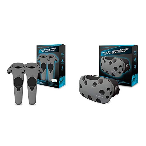 Hyperkin GelShell Controller Silicone Skin for HTC Vive Pro/HTC Vive (Gray) (2-Pack) & GelShell Headset Silicone Skin for HTC Vive (Gray)