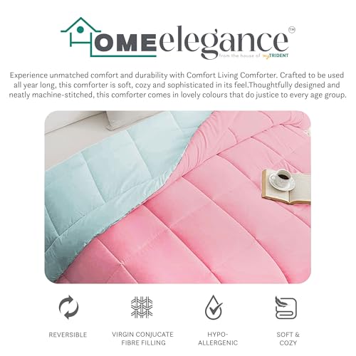Image of HOME ELEGANCE Comfort Living Microfiber Reversible AC Comforter, 120 GSM, Soft & Cozy, Lightweight Quilt, All Season use, Machine Washable, Single - 60x90 inches - Candy Sky