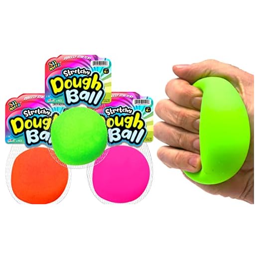 Stretchy Balls Stress Relief (1 Ball) by Fun a Ton | Soft Dough Stress Ball Pull and Stretch. Hand Therapy or Sensory Fidget Toy, Squishy Anxiety Relaxing Toy. | 401-1s