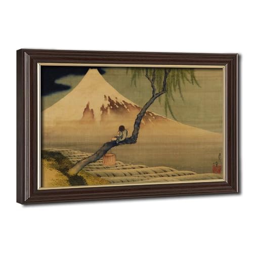 Affiches sur toile Hokusai de qualité premium avec cadre à suspendre en bois noble