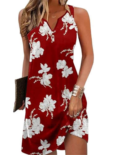 Image of Ladlop Summer Dresses for Women 2026 Beach Loose Casual A Line Dress Sleeveless V-Neck Sundress with Pockets