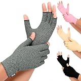 Vive Arthritis Gloves - Men, Women Rheumatoid Compression Hand Glove for Osteoarthritis- Arthritic Joint Pain Relief - Carpal Tunnel Wrist Support - Open Finger, Fingerless Thumb for Computer Typing