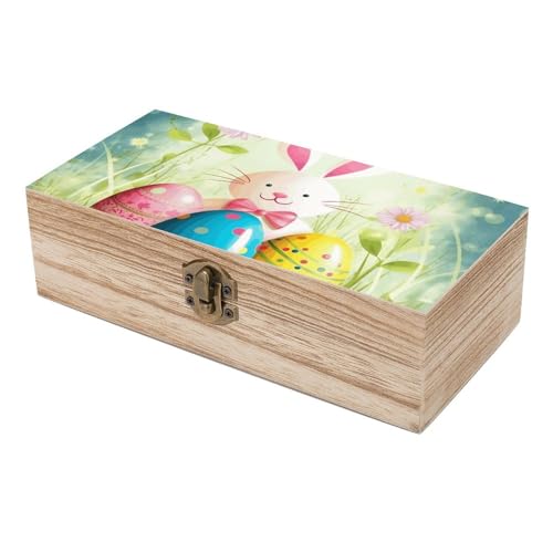 Boîte de rangement en bois Happy Easter pour décorer votre table de Pâques - 7