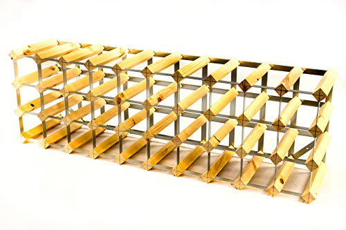 Classic 30/40 bottle cupboard top pine wood and galvanised metal wine rack ready assembled - Image 3