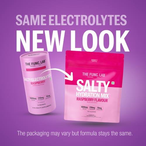 Image of The Func. Lab Daily Electrolytes - Salty Raspberry | 15 Sachets | Instant Hydration Powder with Sodium, Potassium, Magnesium | Sugar-Free, No Preservatives | Instant Energy, Performance & Recovery Drink