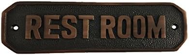 Adonai Hardware Rectangular Rest Room Brass Door Sign (Antique Copper)