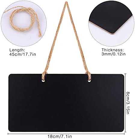 Meetory 6 Pcs Chalk Board, Mini Chalkboard Signs Erasable Blackboards, Wooden Rectangle chalk board sign with String Display for Message Board Sign, Home Office Party Wedding Restaurants Cafes Wall