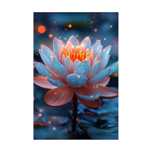 Peinture de plante fleurs de lotus sur l'eau grand format pour art déco murale