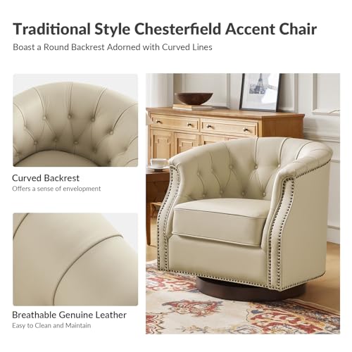 HULALA HOME Leather Swivel Rocker