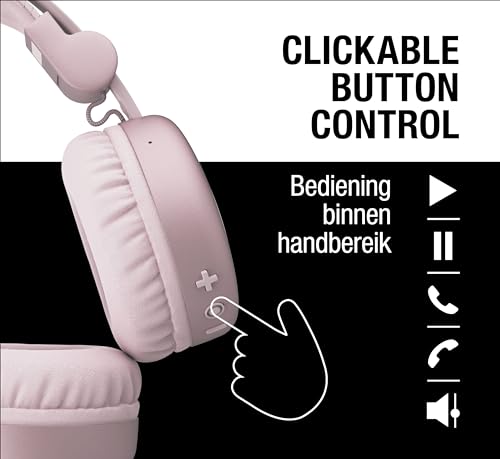 Fresh 'n Rebel Code Core, Bluetooth koptelefoon, on-ear, draadloos, 30 uur speeltijd, met microfoon en spraakassistent, volumeregeling en afspelen/pauze-toetsen, opvouwbaar (Smokey Pink) - Afbeelding 4