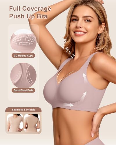Image of Bras for Women Jelly Wireless Supportive Seamless Full Coverage Push Up No Underwire Comfort Plus Size for Older Women
