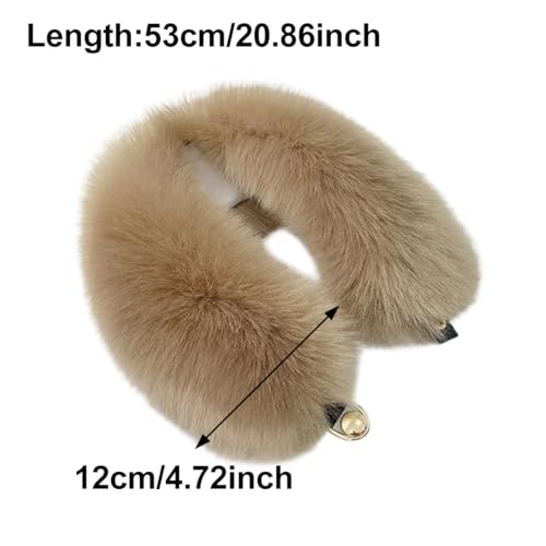 Faux Fur Collar, Women Winter Detachable Warm Plush Hood Trim Replacement for Coat Sweater Jacket2