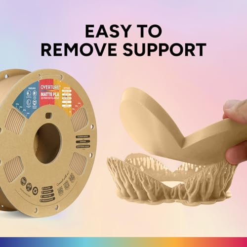 Image of OVERTURE 2KG Bundle Matte PLA 3D Printer Filament 1.75mm, Matt Surface & Low Warping Filament 2 Pack 1kg Spool (2.2 lbs), Fit Most FDM Printers (Matte Light Brown 2-Pack)
