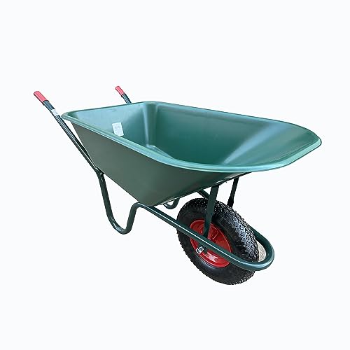 Carriola da giardino in acciaio zincato con vasca in pvc da 100 litri