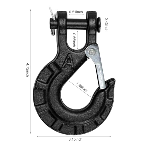 Kranhaken Schwerkraft Rigging Hebeindustrie Gabelkopfhaken Wirbel Ösenhaken aus Legiertem Stahl Hubhaken Rundhaken Stahlösenhaken mit Sicherheitsverriegelung 5/16 Tragfähigkeit 11T