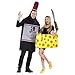 Fun World Mens Perfectly Paired Wine And Cheese Set, 2 COSTUMES IN 1 BAG, Black/Yellow, One Size