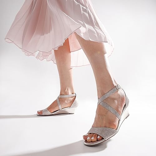 Image of DREAM PAIRS Women's Low Wedge Sandals Ankle Strap Heel Sandal Open Toe Wide Dress Summer Shoes