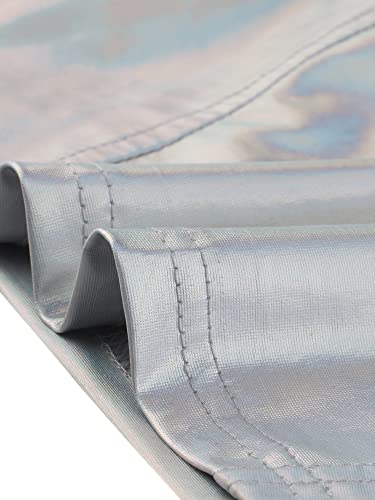 Allegra K Metallic Crop Top for Women's Sleeveless Cut Out Party Clubwear Holographic Tank Tops4