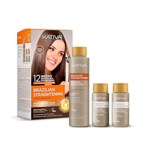 KATIVA Brazilian Keratin Treatment Kit at home Formaldehyde Free Hair Straightening with Hyaluronic...