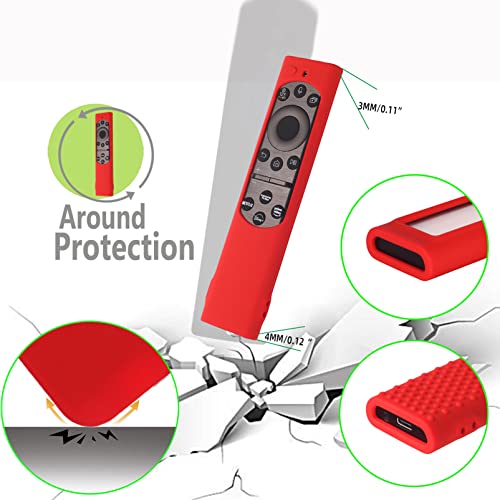 Image of Silicon Protective Case Cover Compatible with Samsung Smart TV Remote Control 2022 TM2280E QLED TV BN68-13897A (Remote Not Included) - Red