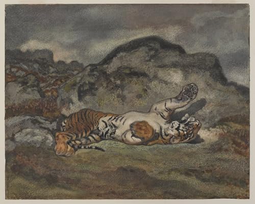 Impression sur toile Tigre roulant de Barye affiches d'art premium