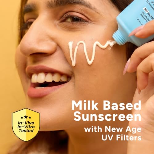 Image of Vilvah Skin Finish Sunscreen SPF 50 PA++++ | No White Cast, Water-Resistant Sunscreen | Hydrating, Lightweight, Non-Greasy | UVA & UVB Protection with Natural UV Filters & Rice Milk | Unisex, For All Skin Types | 30g