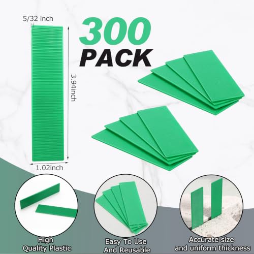Image of LEIFIDE 300 Pcs Composite Plastic Flat Shims Structural Tile Plastic Shims for Leveling Black Flat Spacers(Green,1mm, 3 /64 inch)