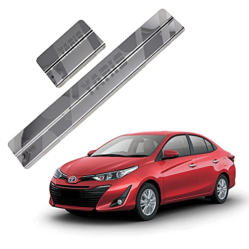 Image of Galio Car Footsteps Scuff Plate Sill Guard Stainless Steel (After-Market) Compatible with Yaris (2018-2021) Yaris