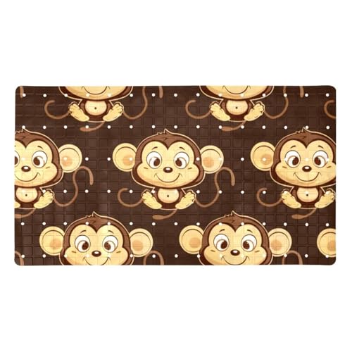 Tapis de bain singe marron en PVC antidérapant extra long pour baignoire - 2