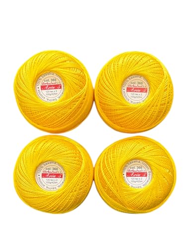 Hilo de ganchillo ARIA 5 para ropa de bebé y amigurumis amarillos tejidos
