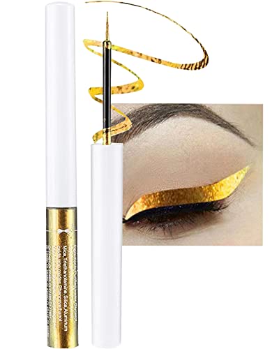 Chameleon Glitter Eyeliner Liquid, Gold Metallic Satin High-Pigmented Colored Multi-Reflective Finish Glitter Eye Liner Eye Shadow Pen, Smudge-proof, Longwear, Ultra-Fine Tip Eyeliner, for Eye Makeup-01