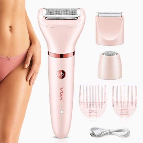 Image of VGR V-735 Professional 3 in 1 Lady Shaver Set for Women | IPX7 Waterproof | Body Bikini Facial Trimmer | USB Type-C Rechargeable | 2 Years Warranty | Pink