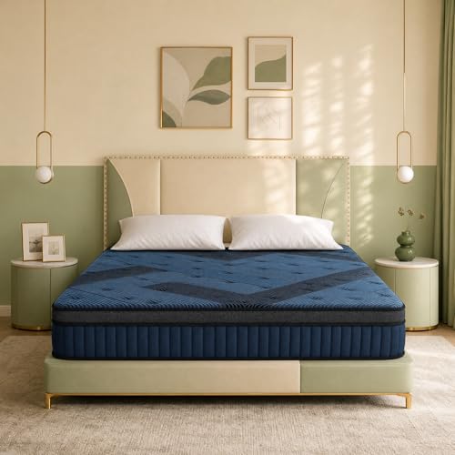 UNZIPE 12 Inch Queen Mattress - Firm Hybrid Mattress in a Box with Spinal Alignment, Motion Isolation and Cooling Feel for Apartment and Rental