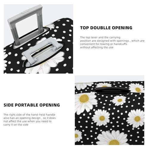 daisy flowers dotted black Travel Luggage Covers - Elasticity Suitcase Covers Protector for Luggage 18-32 Inch4
