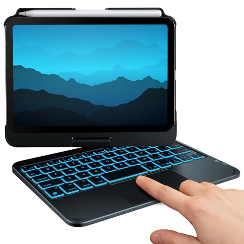typecase Touch Keyboard Case for iPad Mini 6 2021 8.3-inch 6th Gen, Touchpad, 10 Colors Wireless Backlit Keyboard, 360 Rotatable Slim Protective Cover Folio (Black)