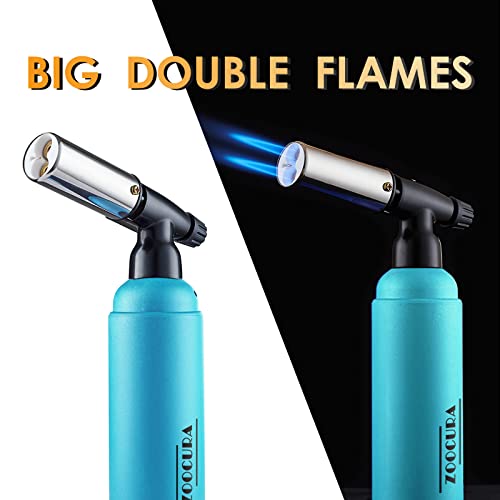 Zoocura Big Butane Torch, Adjustable Double Flames Blow Torch Refillable Industrial Butane Torch Multipurpose For Soldering Baking Welding Diy Crafts (Gas Not Included) #TOP1