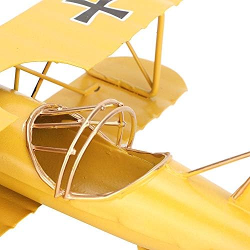 Caredy Vintage / retro kute żelazo metal samolot dwuosobowy samolot samolot Aircraft modele ornament/pamiątka, dekoracja gabinetu (żółta)
