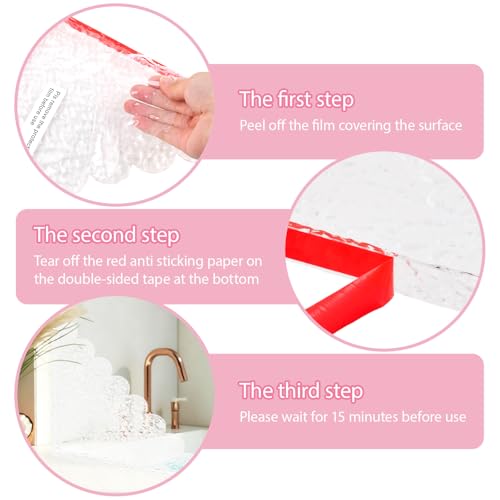 GUBEARE 2 Pack Shower Splash Guard 9.25'' x 9.25'' Large Bathtub Splash Guards Self-Adhesive Waterproof Shower Guards to Keep Water in Shower for Bathtub Tub Sinks Washbasin — view 3