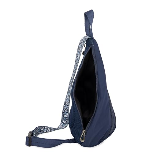 Sakroots On The Go Sling Backpack in Eco Twill, Adjustable Sling Strap, Dark Blue3