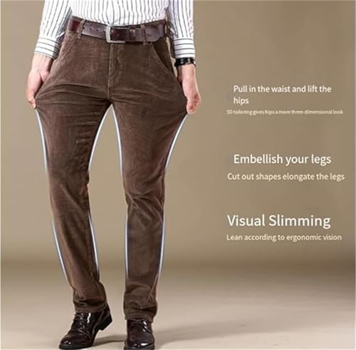 Men's Classic-Fit Corduroy Pant, Straight Fit Stretch Chino Trousers for Men, Cotton Flat-Front Business Pants4