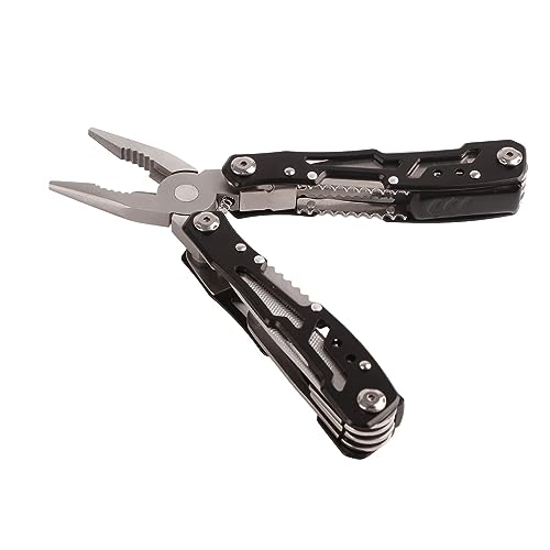 Multifunktionale Zange Klappwerkzeug mit Sicherheitsverriegelung Taschenmesser Flaschenöffner Schraubendreher aus Edelstahl Perfekt für den Außenbereich Schwarz