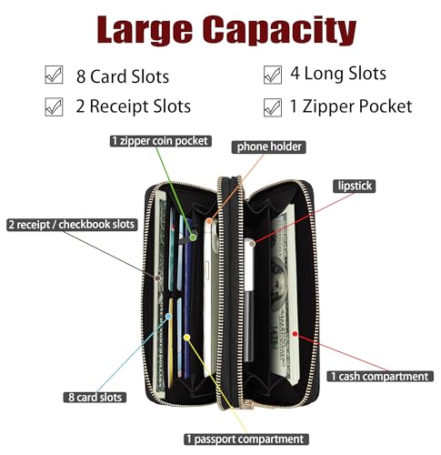 Cat and Dog Print Wallet for Women with Credit Card Holder Coin Money Clip PU Leather Double Zip Around Clutch Wallet3